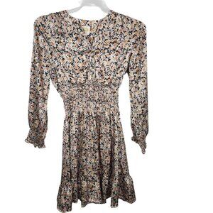 NWT Fig‎ and Flower Satin Floral Smocked Mini Dress Size Small